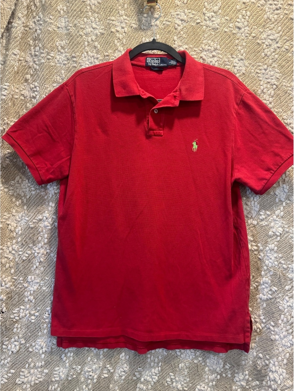 Polo Ralph Lauren Men's Size L Red Piqué Polo Shirt Green Pony [COPY]